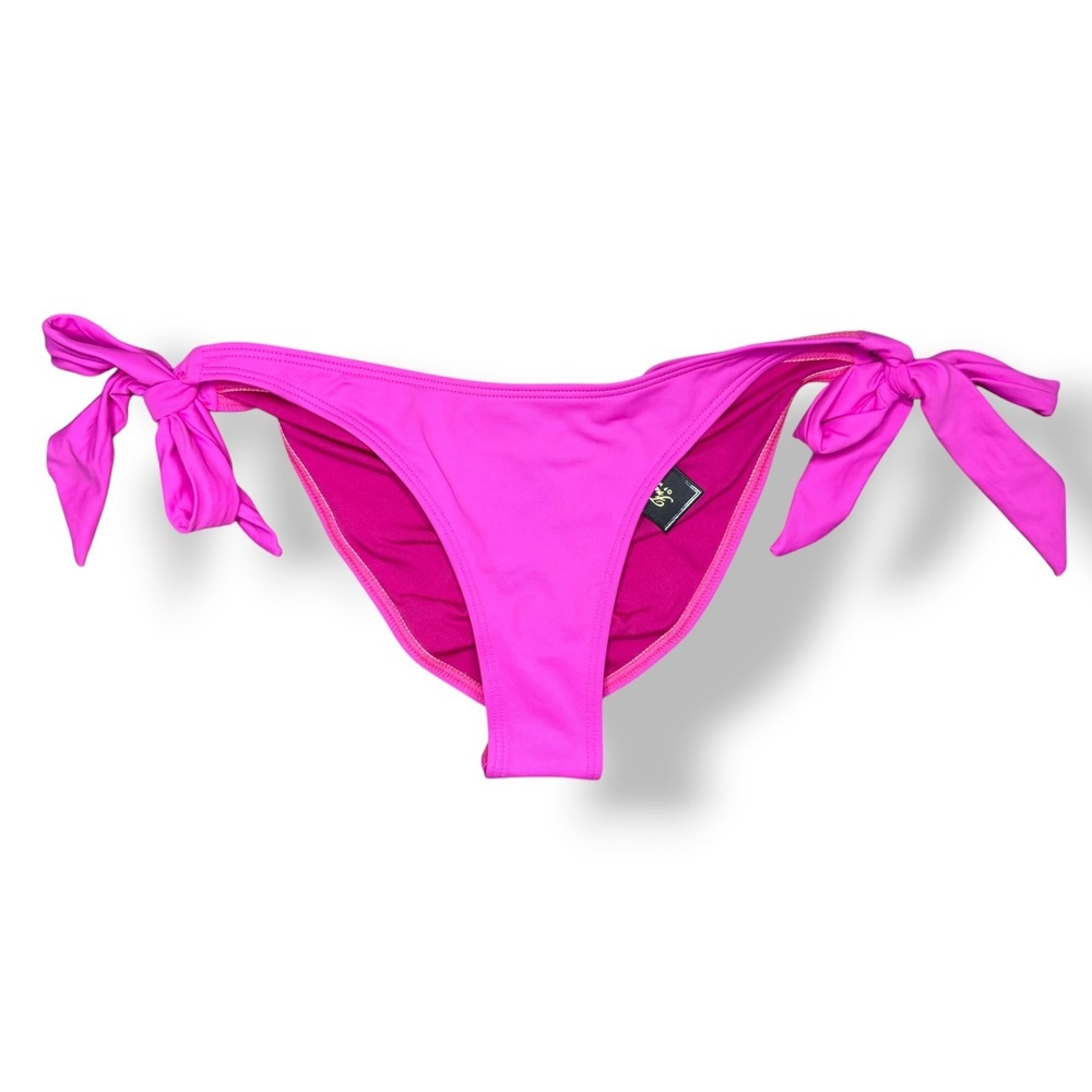 Frederick's of Hollywood Women's Large Hot Pink Bikini Bottoms Ties Cheeky NEW